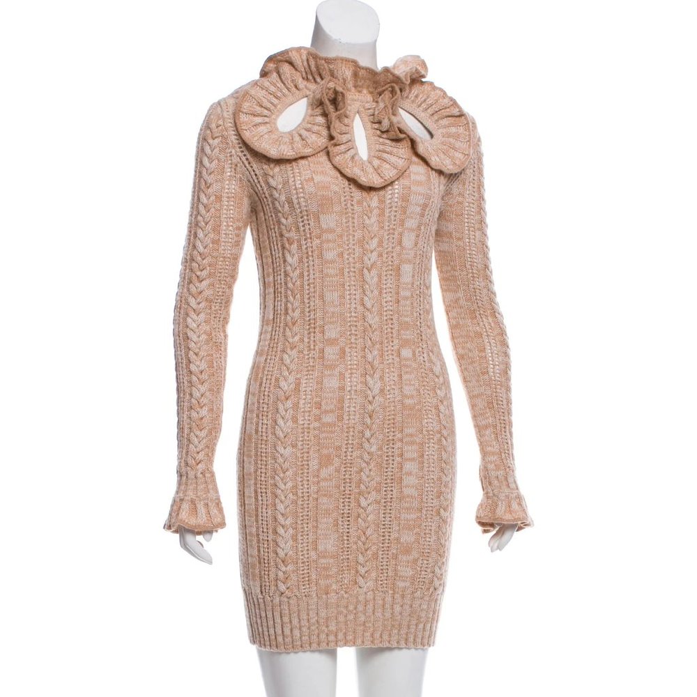 PHILOSOPHY DI LORENZO SERAFINI Wool Cable Knit Mini Dress Size: M